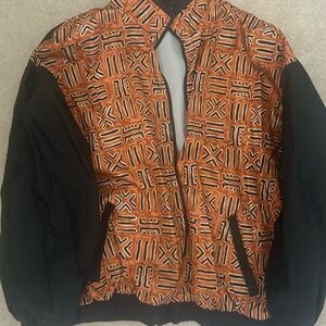 Men's Black and Orange Patterned Jacket